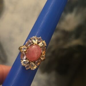 Elegant Pink and Gold Over Sterling Women's Cocktail Ring.